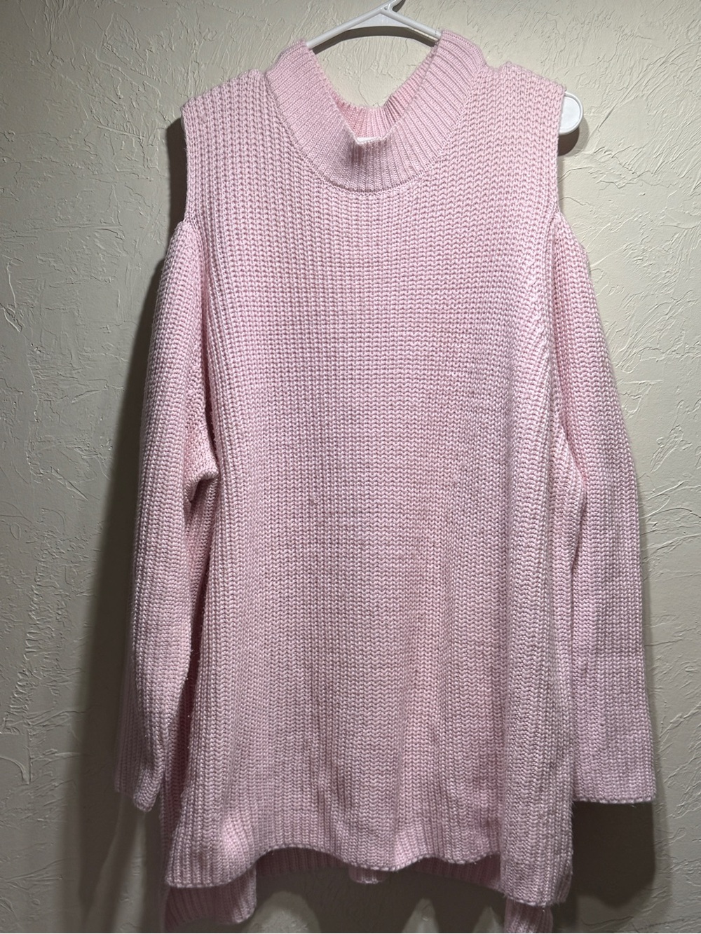 Roaman’s Pink Cold-Shoulder Knit Sweater Size 3X **READ**